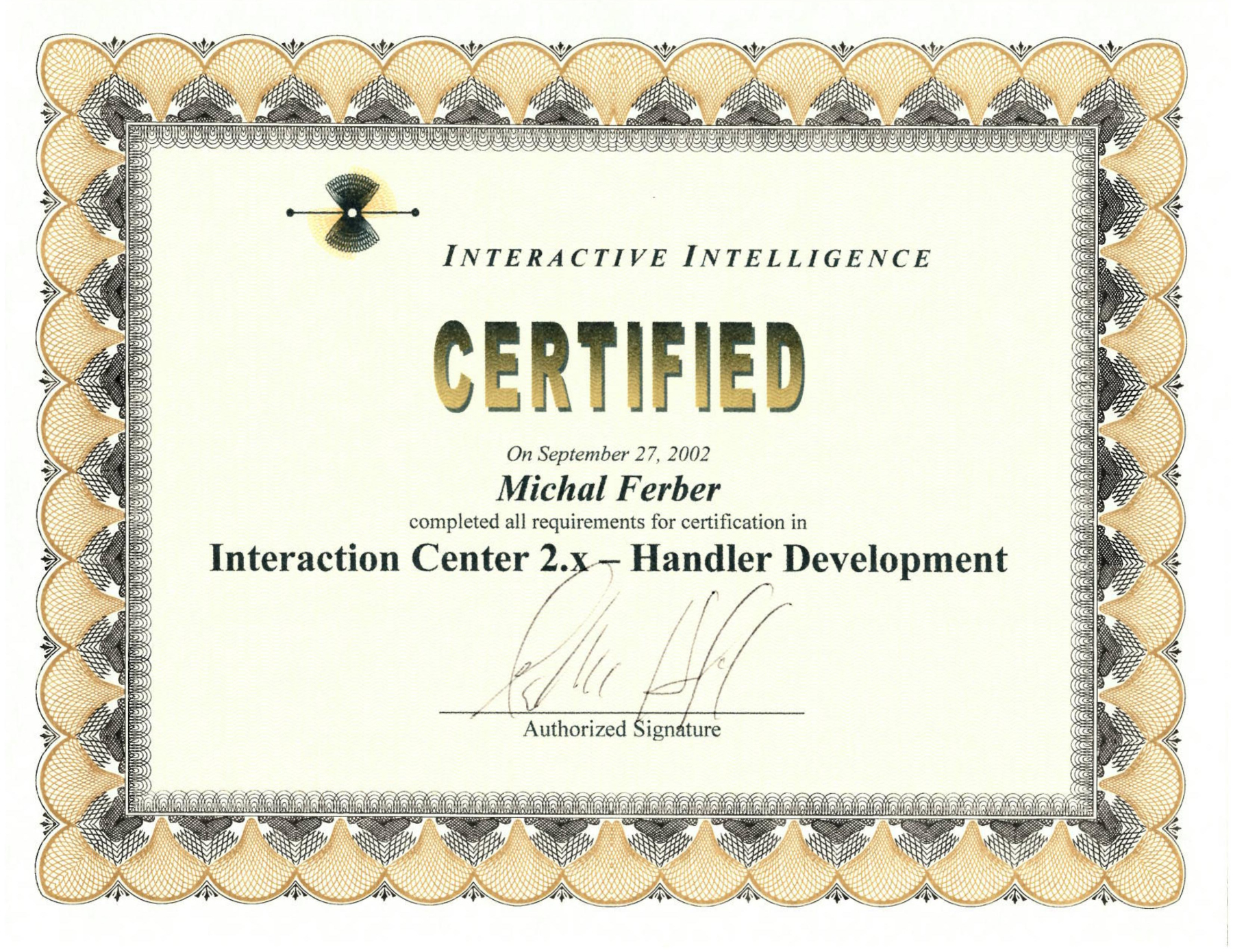 2002 09 27 ININ IC2x Certificate System Handler Development