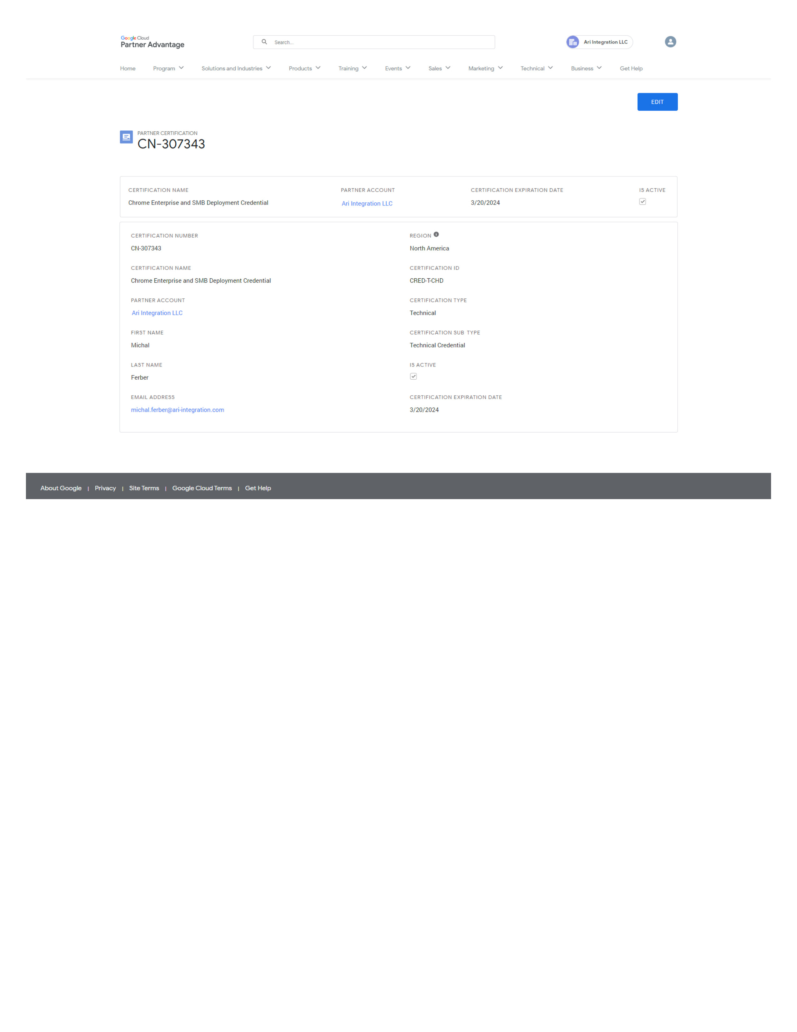 Google Chrome Enterprise and SMB Deployment Credential